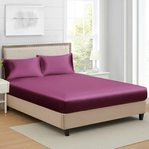 Vista 19 de Sábana bajera ajustada de seda satinada extra larga Twin, sábanas bajeras individuales de bolsillo profundo, sin arrugas, sin decoloración, Gris