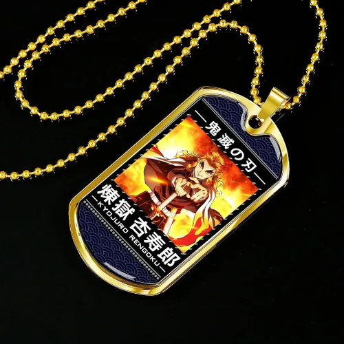 Vista 2 de HUTAKA68 Kyojuro - Collar Rengoku, Demon Slayer Kimetsu no Yaiba, collar colgante de llavero para perro, colgantes de Hashira, llavero japonés