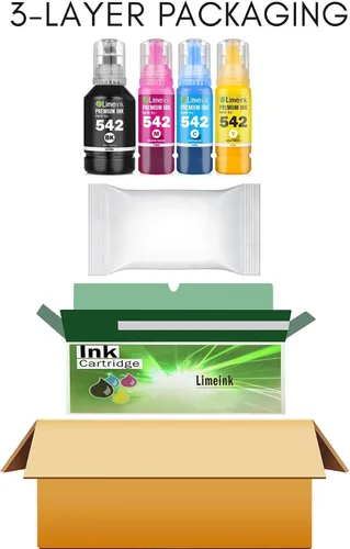 Vista 6 de Limeink Botellas de tinta de repuesto compatibles para Epson 542 Ink para Epson 542 Black Ecotank recarga de impresora para botellas de repuesto