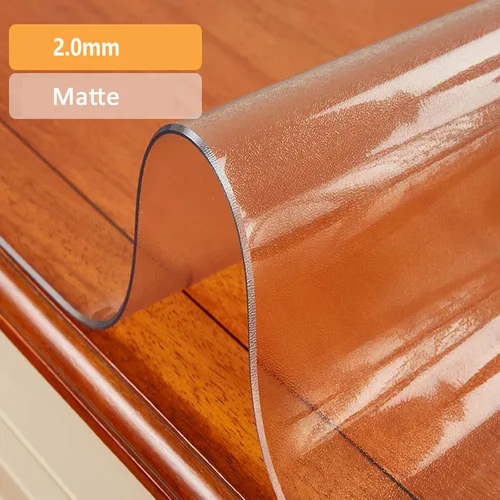 Vista 2 de Protector de mantel transparente mate con bordes biselados, de cloruro de polivinilo de 0.079 pulgadas, para vidrio, mesa de comedor, encimera
