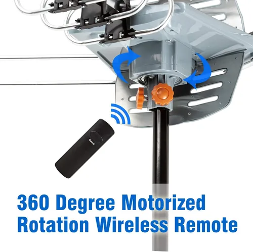 Vista 6 de Antena de TV para exteriores Five Star HDTV de 150 millas de largo alcance – Antena de TV giratoria de 360° con amplificador, salida de TV dual