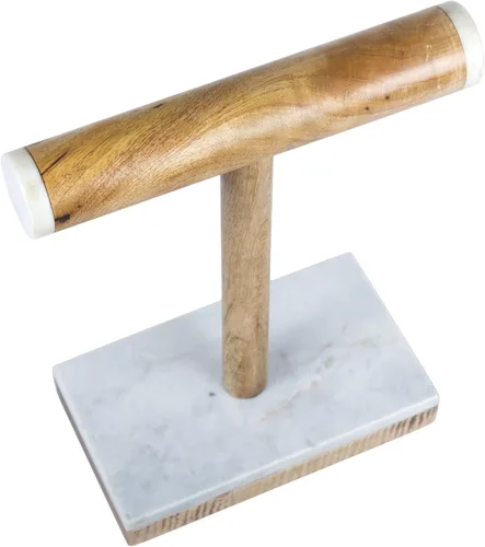 Vista 4 de Creative Home 74863Natural Mármol Blanco & Mango Madera Collar, Bangle Bar, Display Stand