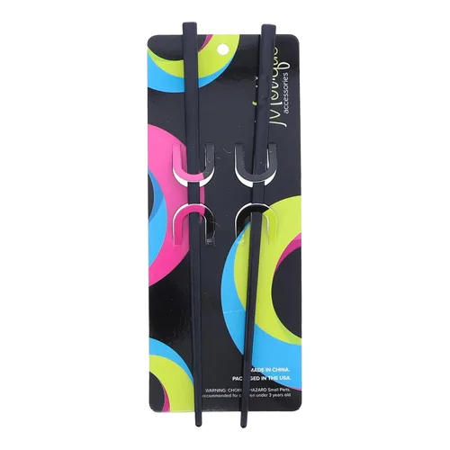Vista 3 de 2 palillos rectos sólidos palillos para el cabello para las mujeres - Negro