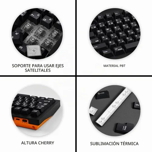 Vista 3 de Teclas japonesas negras de PBT, teclas de teclado de estilo Negro Japonés