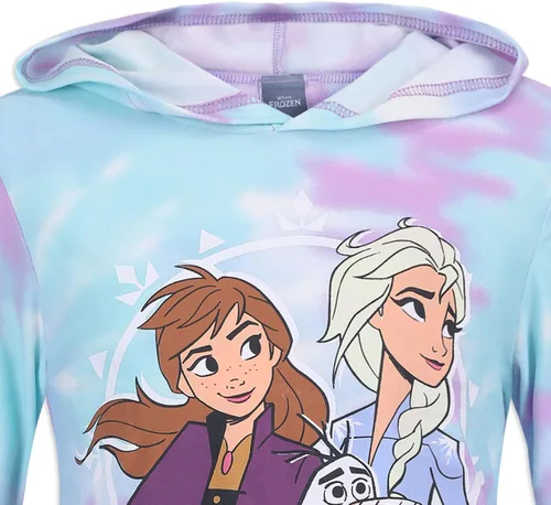 Vista 3 de DISNEY Frozen Elsa, Anna and Olaf - Conjunto de sudadera con capucha y pantalón deportivo para niñas pequeñas y niños pequeños - LilaAzul