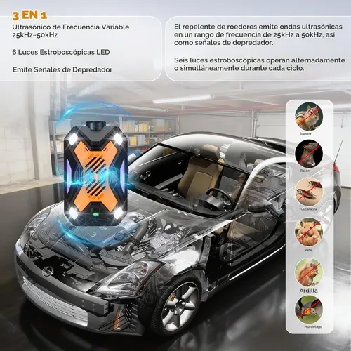 Vista 3 de Repelente ultrasónico de ardillas de ratón roedor para control de plagas de Naranja