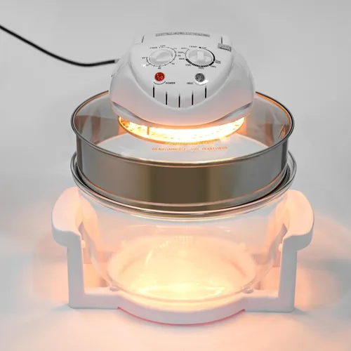 Vista 5 de Freidora de aire turbo de 17.96 cuartos de galón, freidora de aire de vidrio de 1400 W con anillo de expansión, horno halógeno visible de 360°