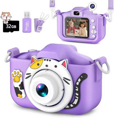Vista 7 de Cámara selfie mejorada para niños, niñas, regalo de festival de cumpleaños de Navidad para niños, cámara digital para niños pequeños, juguetes