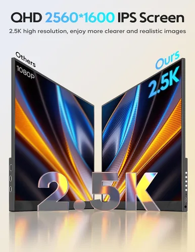 Vista 3 de Monitor portátil para juegos de 18", 2.5k 2560x1600, pantalla ancha 16:10, 100% sRGB, FreeSync, HDR, extensor de pantalla de computadora portátil