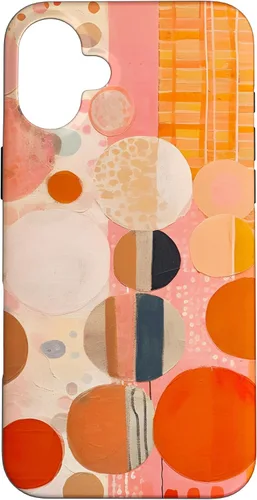 Vista 22 de iPhone 16 Abstract Boho Warm Orange and Pink Mid Century Modern Case