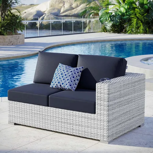 Vista 40 de Modway Convene - Otomana rectangular de mimbre para patio al aire libre, color gris claro