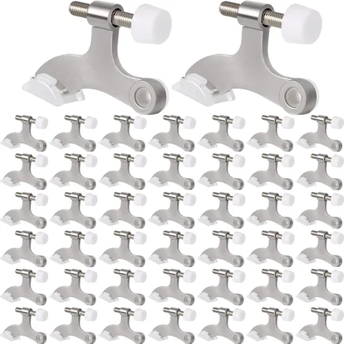 Vista 8 de Chumia 48 piezas de tope de puerta de bisagra cepillado satinado ajustable resistente bisagra protector de pared con puntas de parachoques de goma
