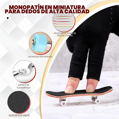 Vista 4 de 2 piezas de patineta de madera para dedos, parque de patinetas mini, patinetas para dedos mini, juguete de patineta profesional con mini