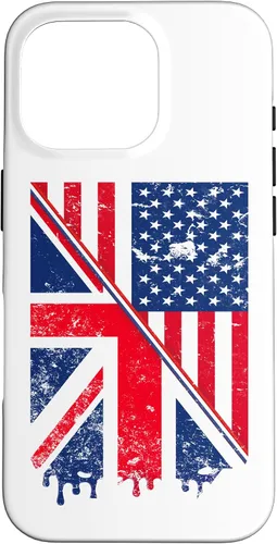 Vista 19 de Funda para iPhone 15 Union Jack y bandera estadounidense para expatriados británicos y estadounidenses