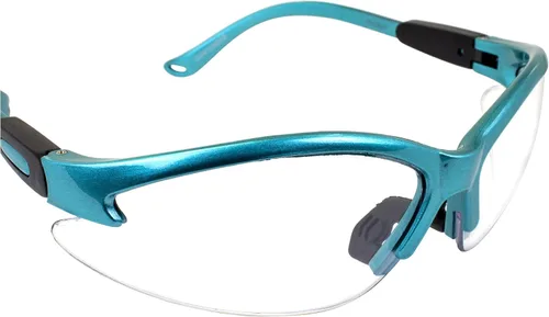 Vista 7 de Global Vision Eyewear Cougar - Gafas de seguridad de laboratorio para mujer con montura turquesa y lentes transparentes