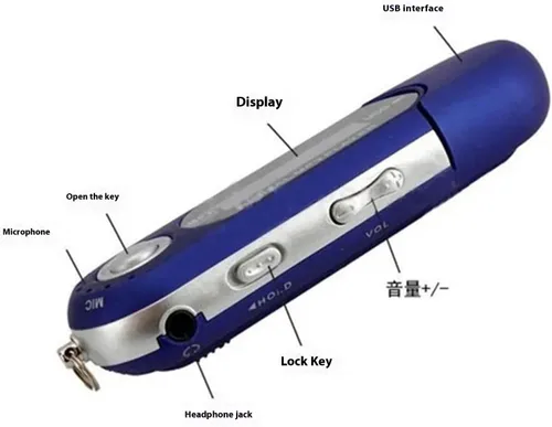 Vista 5 de Slim design MP3 player in auto power outage mode with memory and lyrics lyrics display for music lovers blue