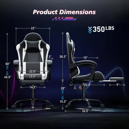 Vista 2 de Magshion Silla de juegos para adultos, silla ergonómica de computadora con reposabrazos de acoplamiento, silla de jugador de altura ajustable
