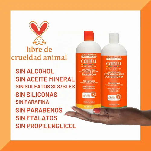 Vista 6 de Cantu Champú y acondicionador con manteca de karité para cabello natural, 1L (paquete de 8)