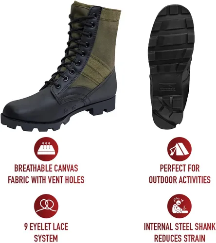 Vista 9 de Botas militares Rothco de jungla, Verde, 8