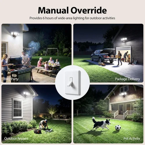 Vista 6 de Onforu Luces LED con sensor de movimiento de 100 W, luz de inundación del anochecer al amanecer, sensor de movimiento al aire libre, luces
