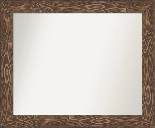 Vista 152 de Amanti Art Espejo de baño marrón para sobre fregadero, 26 x 26 pulgadas, espejo de tocador cuadrado marrón rústico Alexandria, marco de madera