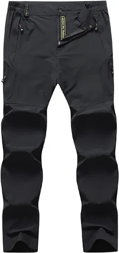 Vista 9 de Pantalones cargo de senderismo de secado rápido para hombre, para exteriores, casual, elástico, transpirable, con múltiples bolsillos (sin cinturón)