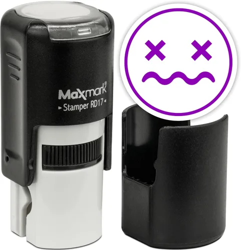 Vista 115 de MaxMark Sello de Emoji Autoentintado Redondo - Enojada - Tinta Negra