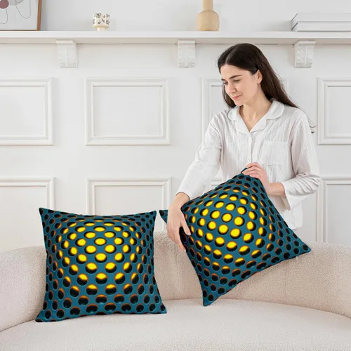 Vista 3 de Juego de 2 fundas de almohada de panal de abeja de 16 x 16 pulgadas, fundas de cojín geométricas hexagonales, fundas de almohada de colmena