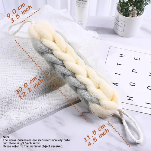 Vista 3 de AARAINBOW Paquete de 2 esponjas de espalda elásticas largas mejoradas con asas de cuerda, esponja de malla para baño, ducha, esponja exfoliante