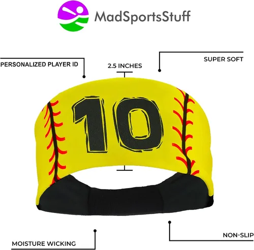 Vista 4 de MadSportsStuff Diadema de softbol para niñas con número de jersey (números 00-39)