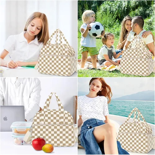 Vista 7 de Coobiiya Lonchera térmica de 12 litros para mujeres y hombres, lonchera de pana reutilizable, lonchera de gran capacidad con forro resistente a fugas