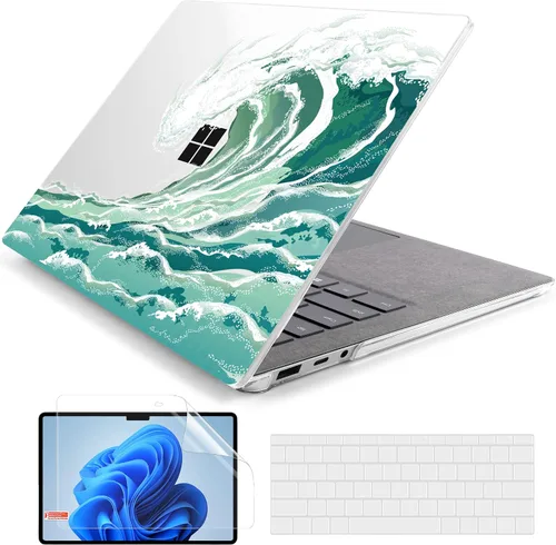 Vista 19 de Batianda Funda personalizable para portátil Microsoft Surface 5 4/3 de 13,5 pulgadas con reposamanos Alcantara modelo 1950/1867, carcasa rígida