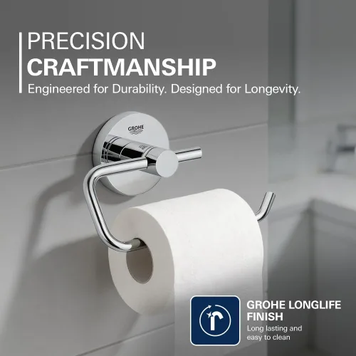 Vista 3 de GROHE 40689001 Essentials - Soporte para papel higiénico montado en la pared, color cromado Starlight
