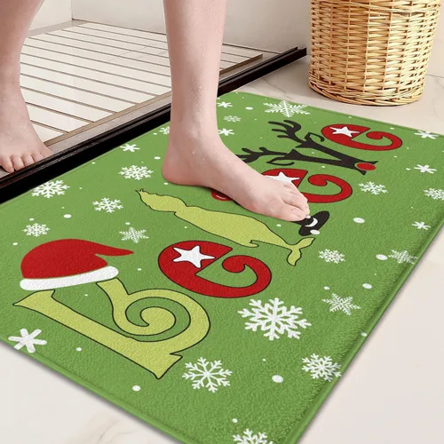 Vista 5 de Belive - Alfombra de baño de Navidad para niños, antideslizante, absorbente, lavable, decoración de baño, alfombra de entrada para ducha y bañera