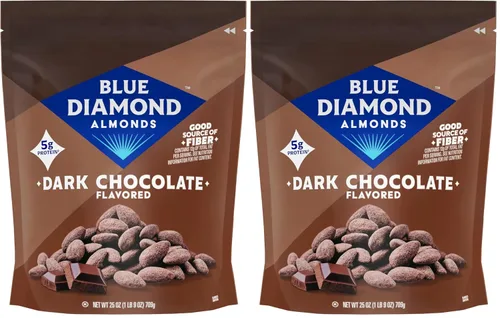 Vista 14 de Blue Diamond Almendras tostadas al horno con sabor a chocolate oscuro, bolsa resellable de 25 onzas, paquete de 1