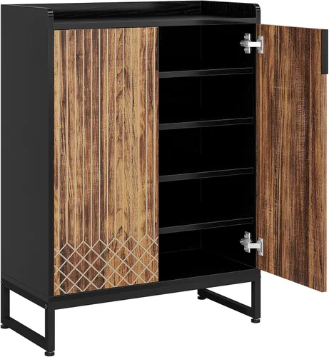 Vista 9 de Tribesigns Zapatero con puertas, organizador de almacenamiento de zapatos de 5 niveles para 25 pares, moderno zapatero de madera para entrada