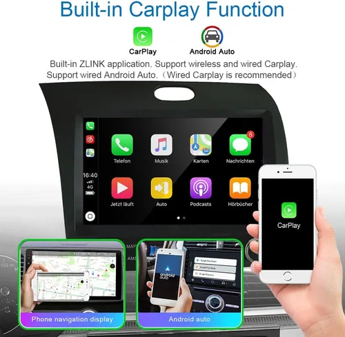 Vista 2 de 8 Core 2G+32G para KIA Cerato K3 Forte 2013-2018 Radio Android con Carplay inalámbrico Android Auto, 9 pulgadas IPS pantalla táctil estéreo