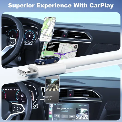 Vista 2 de Cable USB A a USB C para iPhone 18/17/16/15 (3 pies), cable USB C CarPlay Blanco