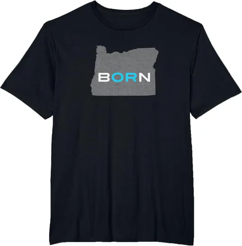 Vista 28 de Nacido en Oregon Camisa – Estado Mapa Born Idea de regalo, Negro