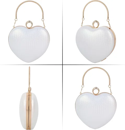 Vista 4 de Bolso de mano en forma de corazón para mujer, bolso de hombro de terciopelo, bolsos de noche