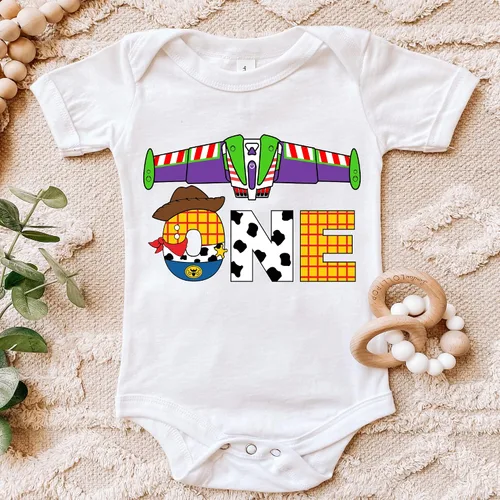 Vista 2 de Toy First Birthday Shirt I'm One Outfit Girl Boy Party Bodysuit