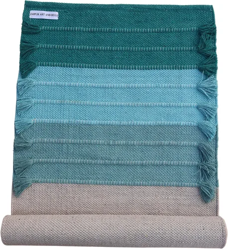 Vista 31 de Jaipur Art & Rugs - Alfombra de yoga de algodón, respetuosa con el medio ambiente, tejida a mano, gruesa (0.945 x 2.835 x 0.197 in)