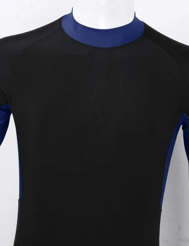 Vista 5 de Traje de baño de una pieza de manga corta para hombre con protección solar y cremallera en la parte trasera