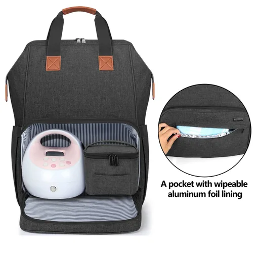 Vista 2 de LUXJA - Mochila de almacenamiento para extractor de leche y portátil, color negro 2 formas de uso, se adapta a la mayoría de los extractores