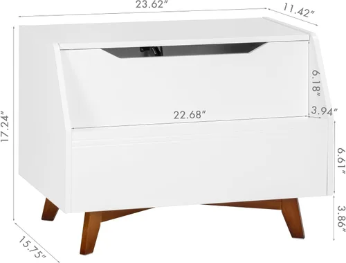 Vista 7 de UTEX Caja de juguetes para niños, baúl de juguetes de madera, banco organizador de almacenamiento para niños con área de almacenamiento frontal