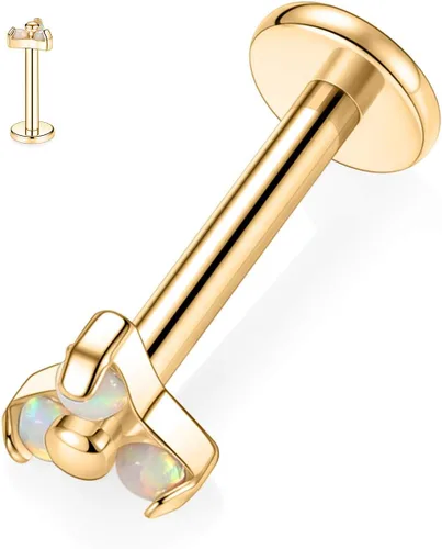 Vista 2 de GAGABODY Labret Studs 16G 60.315 in G23 Titanium BallCZOpal Top Press Fit Threadless Push-in Labret Labret Lip Monroe Tragus Stud Bisel Push Back
