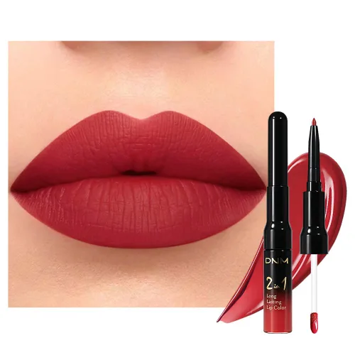 Vista 24 de evpct 1Pcs Lápiz de Labios Mate y Set de Lápiz de Labios Líquido para Mujeres, Lápiz de Labios Mate de Durazno Oscuro Púrpura, Resistente a Manchas