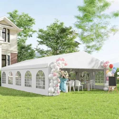 Vista 12 de Outsunny Tienda de campaña resistente de 23 x 39 pies para fiestas, carpa para exteriores, carpa de boda, refugio para eventos, cochera, barbacoa
