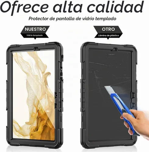Vista 2 de Funda para Samsung Galaxy Tab S8/S7 de 11 pulgadas 5G Funda para Tableta 2022/2020, [con Protector de Pantalla de Vidrio Templado], Soporte Negro
