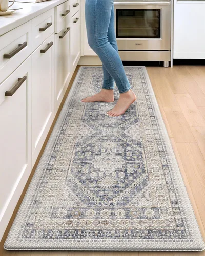 Vista 11 de DEXI Alfombrillas de cocina acolchadas antifatiga, 24 x 87 pulgadas, color Beige claro